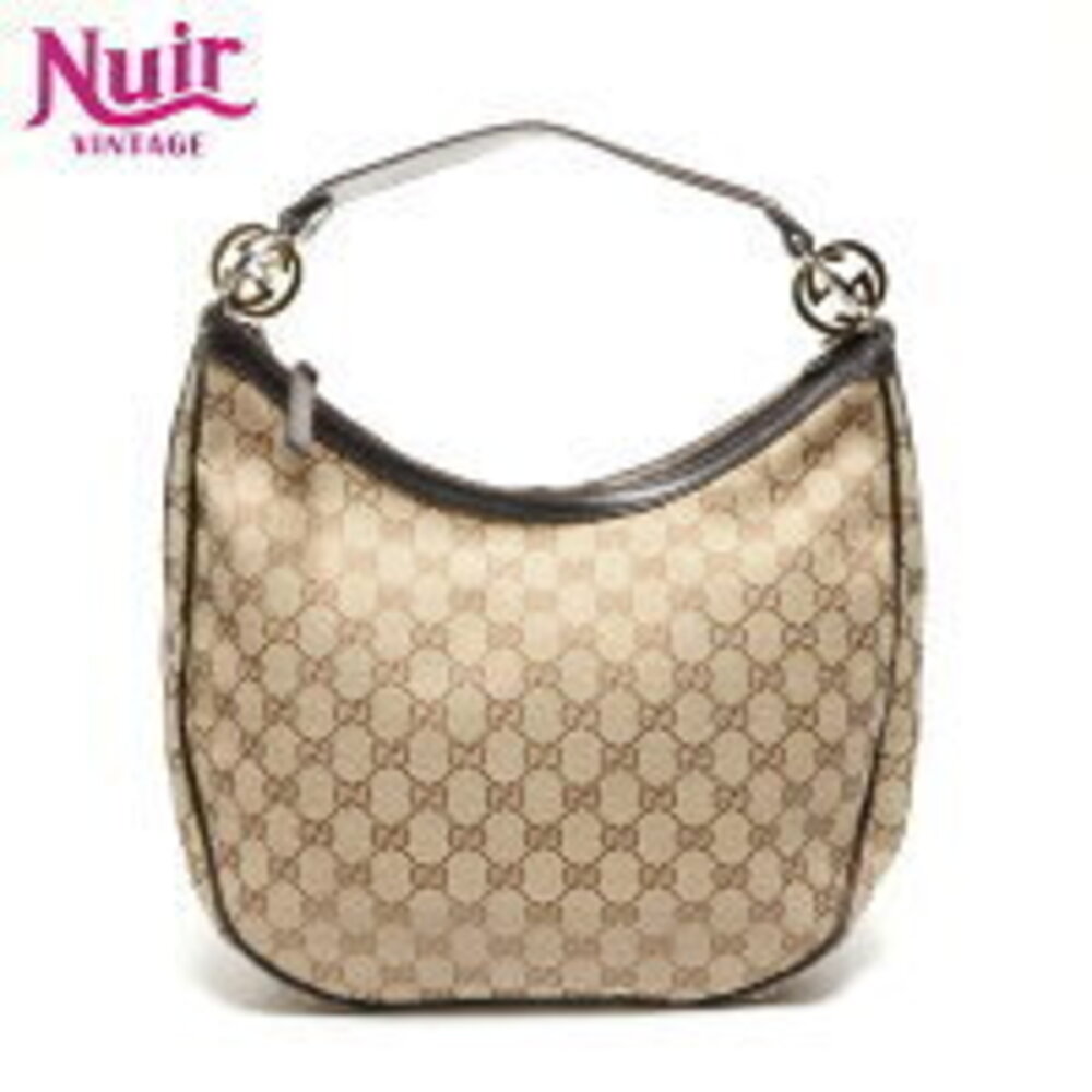 Gucci GG Canvas One Shoulder Hobo Bag Brown